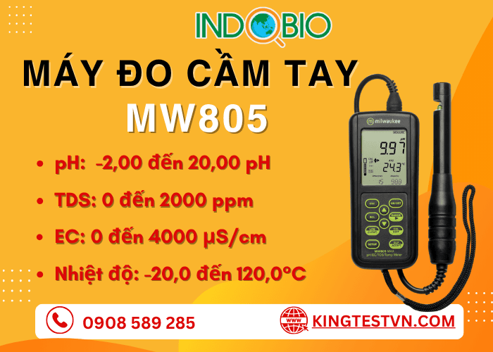 Máy đo pH, TDS, EC, Nhiệt độ Milwaukee MW805 